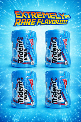 4x Full Jar Trident Vibes Sugar-Free Gum Peppermint Rush Flavor 40 Pc Per Pack