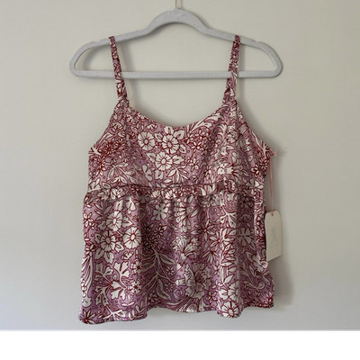 NWT Rachel Ashwell Satin Floral Pajama Shorts & Tank Set, Pink   Medium