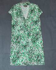 Dana Buchman Dress Womens XL Sleeveless Faux Wrap Pleated Geometric Sheath Midi