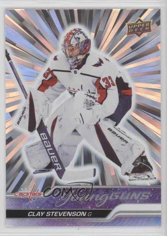 2023-24 Upper Deck Series 2 Young Guns Outburst Clay Stevenson #457 Rookie RC