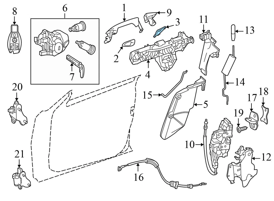 Mercedes-Benz GLE43 AMG 2017-2019 - puerta trasera izquierda exterior manija sello Foto 3 de 4
