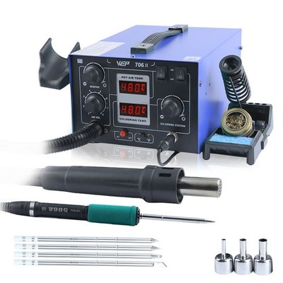 WEP 706-II 2IN1 Soldering Station Digital Hot Air Rework Station T12 Heating