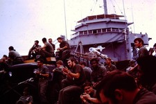 NOV 1971 US Military Men On Ship Kodachrome Slide CB-C