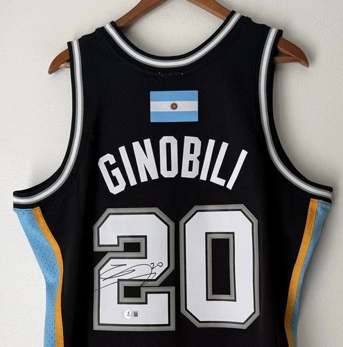 Manu Ginobili San Antonio Spurs Signed Mitchell & Ness Auto NBA HOF Jersey BAS