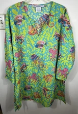 GRETCHEN SCOTT DESIGNS Tunic Dress XL Sea Life Novelty Whimsical Nautical Logo