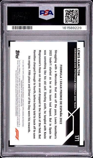 Lewis Hamilton 2023 Topps Chrome F1 SAPPHIRE EDITION #171 PSA 10 GEM MT view 2