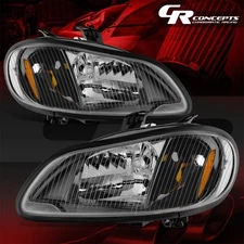 Pair of Black/Amber Headlight Headlamp for 2003-2018 Freightliner M2 106 112