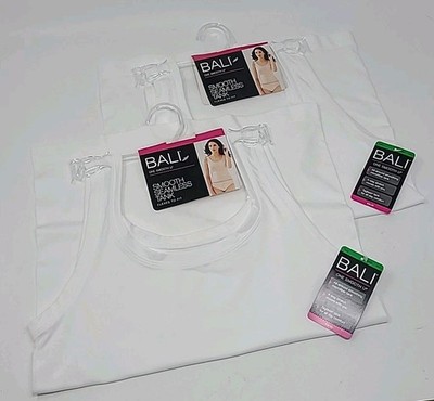 Bali One Smooth U Smoothing Tagless Tank Top LARGE WHITE DF2B88 NWT Lot Of 2