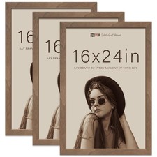 VCK 16x24 Poster Frame 3 Pack - Brown Walnut, Natural Textured Solid Wood Pic...