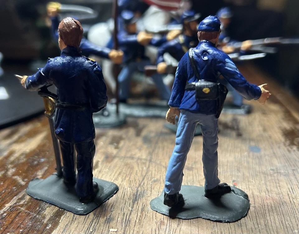 Infantería de la Unión ACW con oficial juguete pintado a mano soldados 54 mm 1/32 Foto 3 de 4