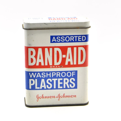 BAND-AID leere große Gipsdose Aufbewahrungsbox Johnson & Johnson Vintage 70er