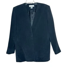 TRAVIS AYERS TA Blazer Jacket Women's 14P 100% Silk Business Formal Coat Black