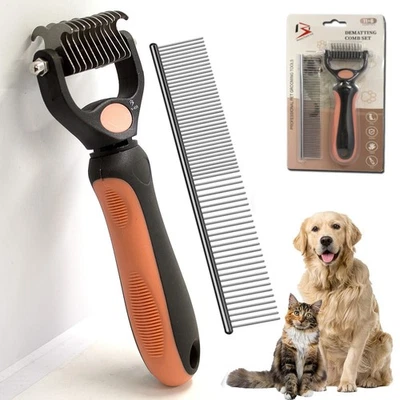 BEAUTYTRACK Professional Pet Grooming Comb Brush Dog Cat Dematting Undercoat Rake Tool