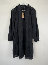 Hush Anastasia Tiered Dress Size 14 Black Boho Relaxed Whimsigoth Smock