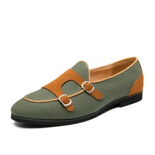 Double Monk Strap Shoes Fashion Comfortable Loafer Men Leather Dress Shoes
