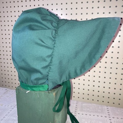 Colonial Bonnet Puritan Amish Victorian Prairie History School Adult Lady Green