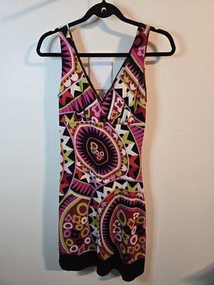 Vintage Taboo Y2K Psychedelic Mod Mini Dress Geometric Print Women's Small