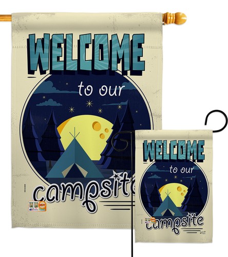 Welcome Campsite Outdoor Camp Fire Moon Fun Summer Garden House Yard Flag - 第 1/13 張圖片