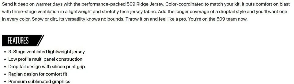 Camiseta deportiva 509 Ridge Dirt Bike, motocross, Black Fire Hextant, grande, extra grande XL Foto 3 de 4