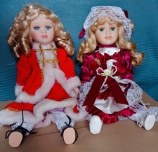 LOTTO 2 BAMBOLE VINTAGE NATALE NATALIZIE cm 30 BIONDE RICCAMENTE VESTITE MELODY
