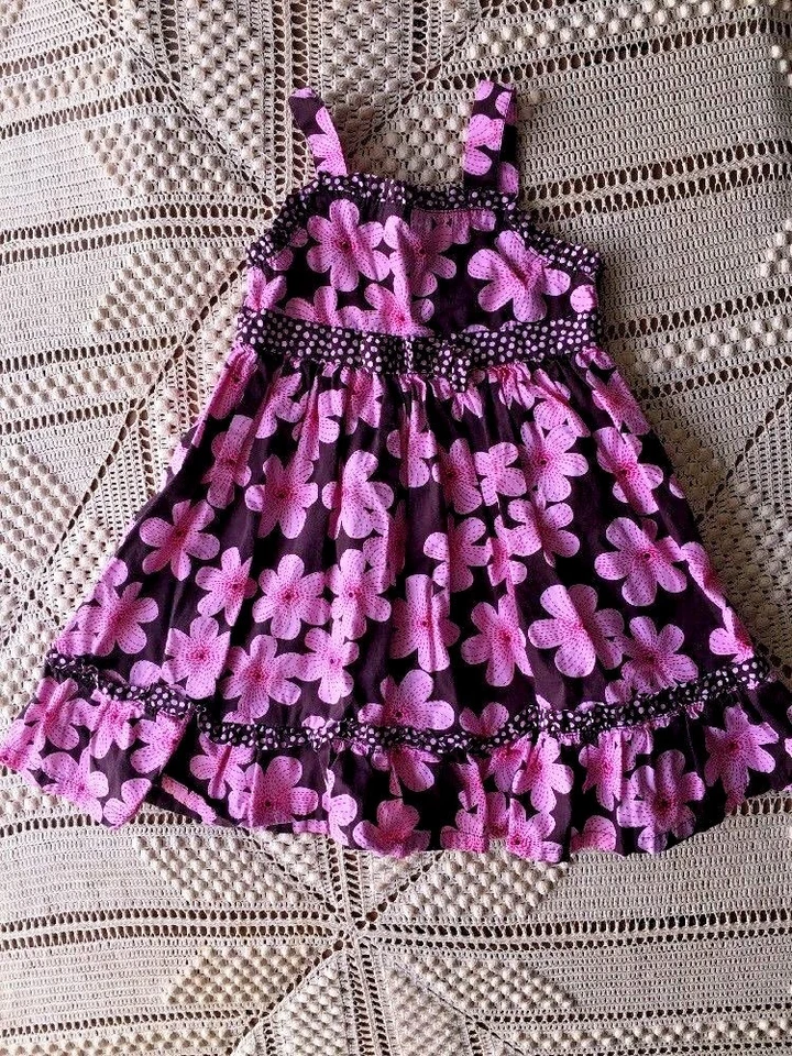OFERTA @ Vestido Casi Nuevo BLUEBERI BOULEVARD Rosa Floral sobre Chocolate Niñas Talla 5 Foto 3 de 4