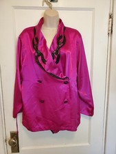 Frederick's of Hollywood 3 Piece Pajama Set Purple w/ Sequins S Small