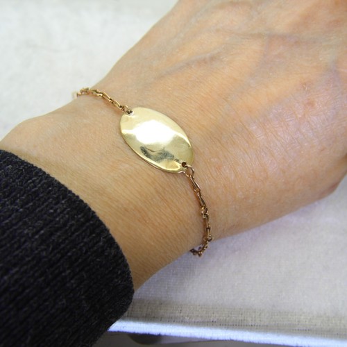 9ct Rose & Yellow Gold Edwardian 6.75 inch ID Identity Bracelet - Picture 6 of 6
