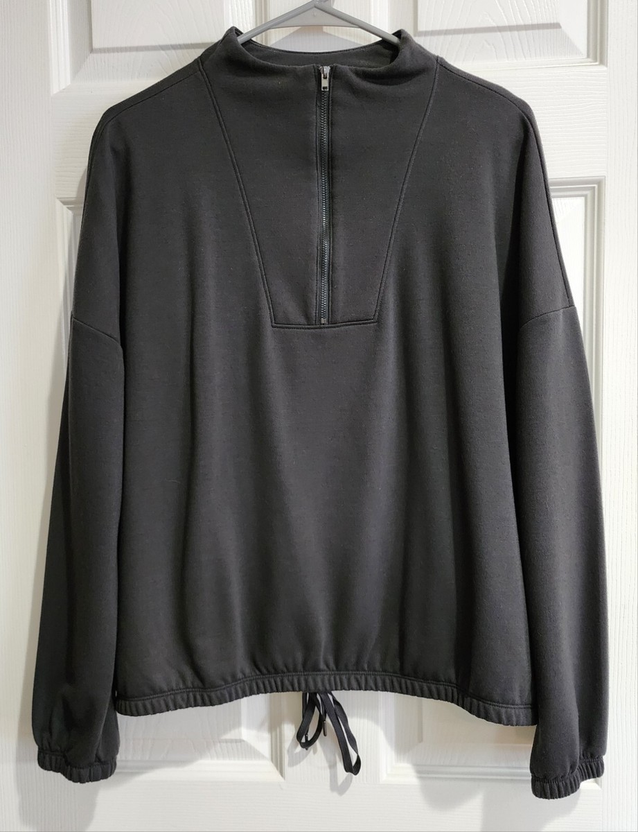 Banana Republic 1/4 Zip Pullover Sweater Top Womens L Gray Drawstring Waist  NWOT