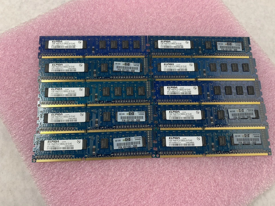 Lot( 10 ) 1GB Elpida EBJ10UE8BDF0-DJ-F 1Rx8 PC3-10600U-9-10-A0 RAM 497156-B88 - Image 2 of 4