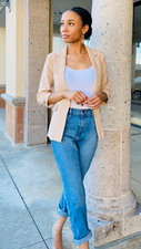 Buttoned Cuff, Khaki Casual Blazer Jacket