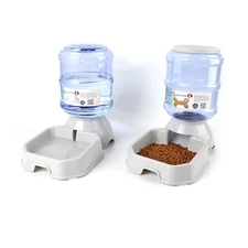 2 Pack Automatic Dog Cat Feeder and Water Dispenser ,Gravity Multi Pet Drinki...