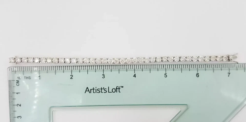 Round Brilliant Diamond Straight Line Platinum Tennis Bracelet 13ct 7" - Image 3 of 4
