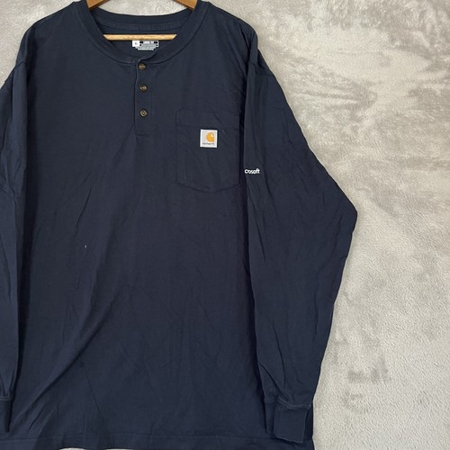 Carhartt Henley logo Microsoft da uomo ricamato manica lunga taglia XL vestibilità sciolta - Foto 4 di 11