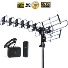 200 Miles Outdoor 4K HDTV Antenna 360  Rotation UHF/VHF/FM Remote Control