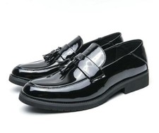 Men's Tassel Shiny Faux Leather Shoes Casual Dress Club Party Round Toe Oxfords
