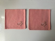 Two Pink Embroidered Cotton Handkerchiefs