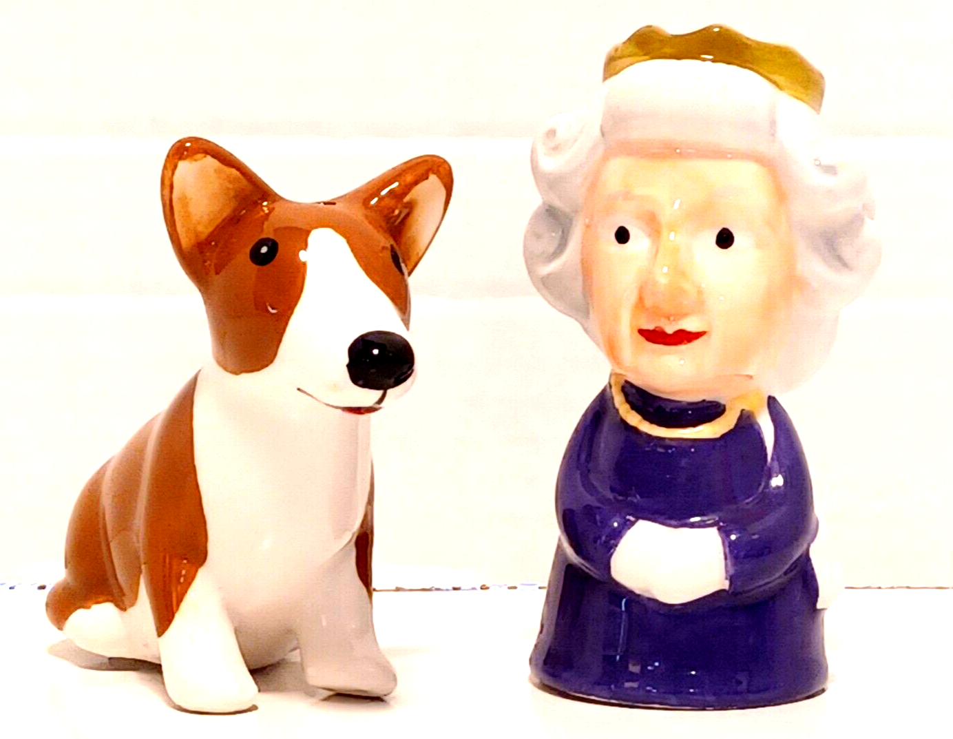Vintage Queen Elizabeth And Her Salt And Pepper Shakers Ceramic
