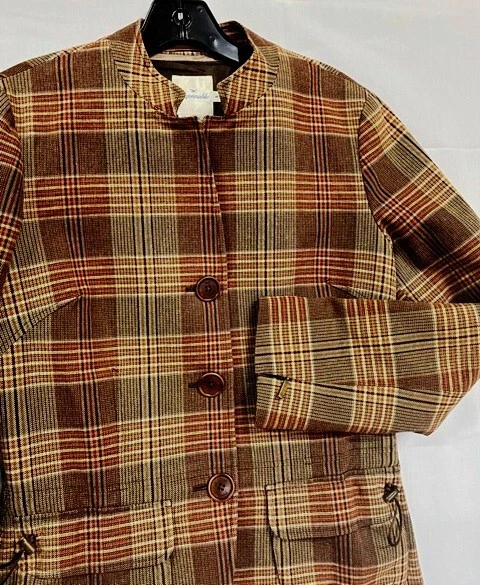 Chaqueta Faconnable France Mujer Marrón Espiga Lana Tweed Ecuestre Clásica 6 Foto 2 de 4