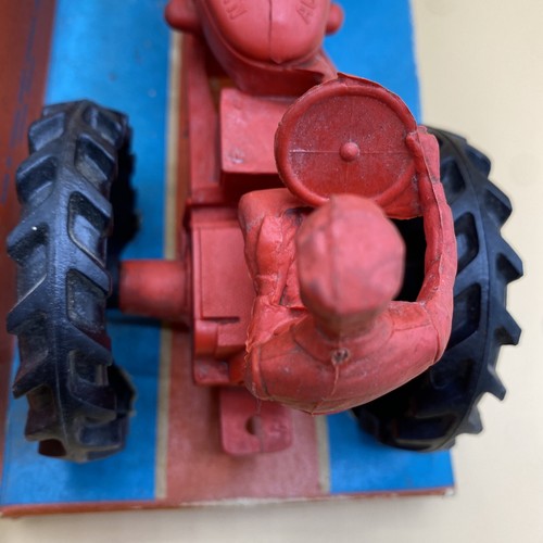 VTG Auburn - rubber like tractor with farmer - still on damaged card - toy - Picture 11 of 12