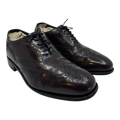 Florsheim Mens Burgundy Leather Wingtip Brogue Oxford Dress  display picture 1