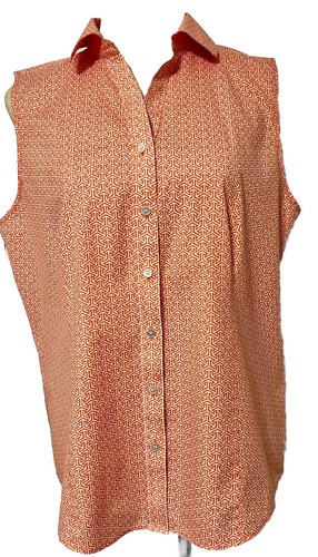 Talbots Wrinkle Resistant 14 Collared Sleeveless Button Up Blouse Orange Arrow - 第 1/7 張圖片