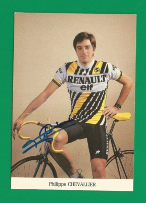 CYCLING cycling card PHILIPPE CHEVALLIER team Renault Gypsy 1984 signed