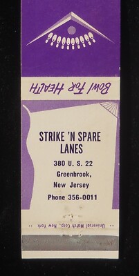 1960s BOWLING Strike 'n Spare Lanes 380 Route 22 Balls Bags Shoes Greenbrook NJ