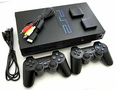 Restored Sony PlayStation 2 PS2 Slim Console Black Matching Controller  Power and Cables (Refurbished)