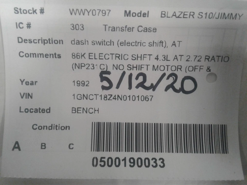 Used Transfer Case Assembly fits: 1992 Chevrolet Blazer s10/jimmy s15 dash switc Foto 4 de 4