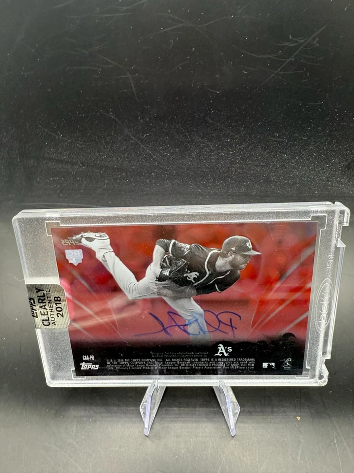 2018 Topps Clearly Paul Blackburn RED Rookie Auto RC #/50 NEW YORK METS A's SP - Image 2 of 2