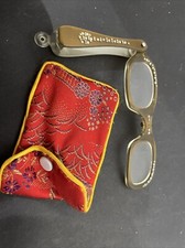 Vintage Lucite Opera Glasses In Silk Pouch Aurora Borealis Rhinestones Pearlized