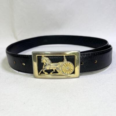 CELINE Carriage Buckle Leather Belt Black Women's From Japan CELINE Carriage Buckle Leather Belt Black Women's From Japan