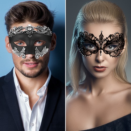 Men Women Couple 2pc Masquerade Masks Roman Greek God Party Costume Cosplay Mask - Picture 3 of 6