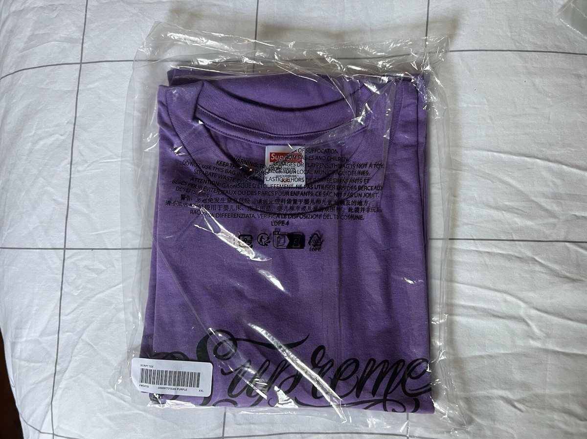 SUPREME Script Tee Short Sleeve Top Purple T-Shirt FW24